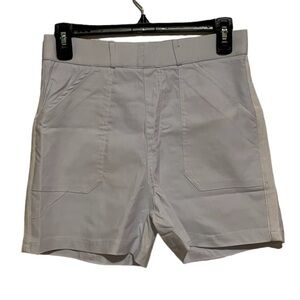 Shein White Elastic Waist Shorts Side Stripe Size Medium